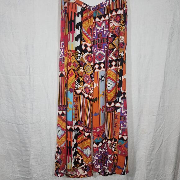 CHRISTIAN SIRIANO sz L rayon print palazzo pants - Picture 1 of 5